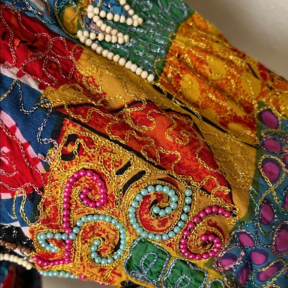 Embroidered Multicolor Beaded Patchwork Jacket - Picture 2 of 5